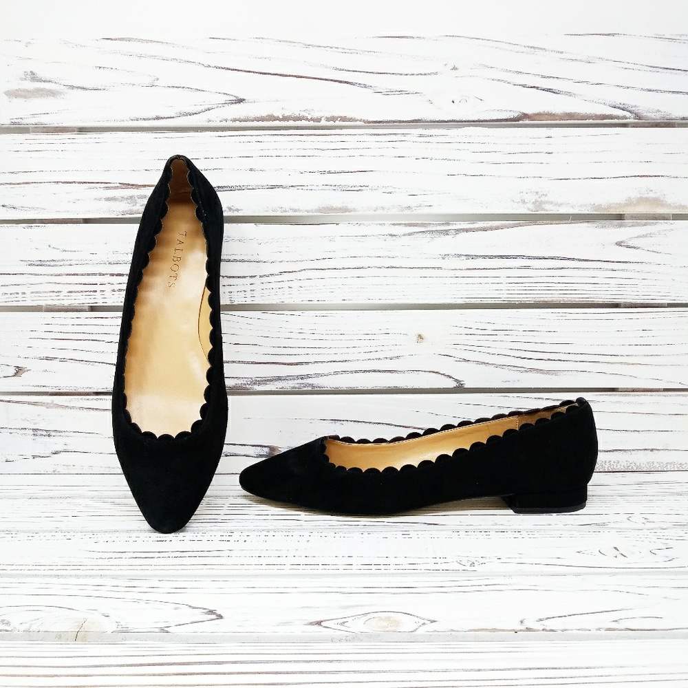 Talbots Women's Black Edison Scallop Edge Flats